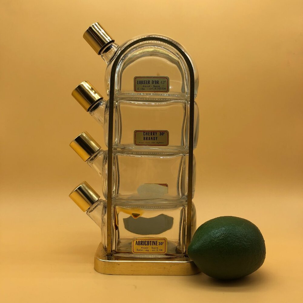 Vintage Garnier Liqueur sectioned bottle golden - 0020Q8